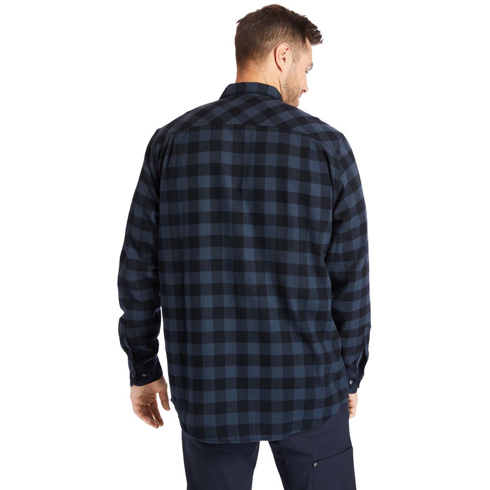 Timberland Πουκαμισα Ανδρικα Σκουρο Μπλε - Pro® Woodfort Mid-Weight Flex Flannel Work - Greece 62873